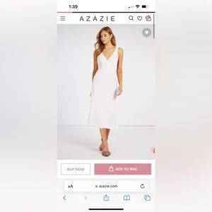 Azazie Yukina White Midi Dress - Tag on, Never Worn!!!